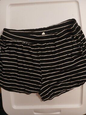 Crown Of Hearts XL Girls Black and White Stripe Shorts